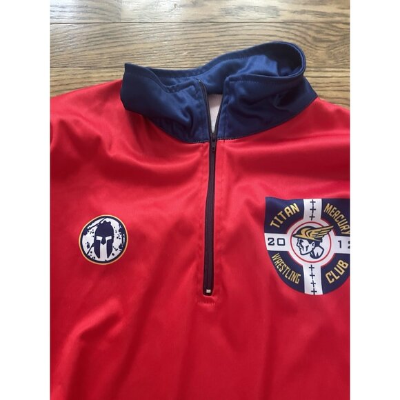 Spartan Titan Mercury Wrestling Club 1/4 Zip Warm Up Pullover Jacket Large Red - Picture 3 of 7